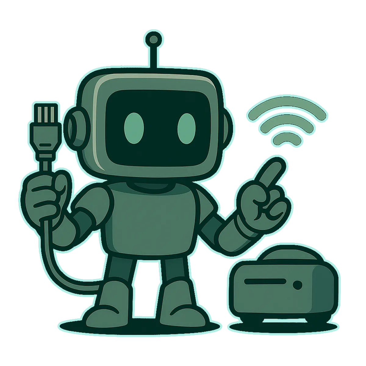 Pichy con cable Ethernet y router - Servicio de red en Huesca